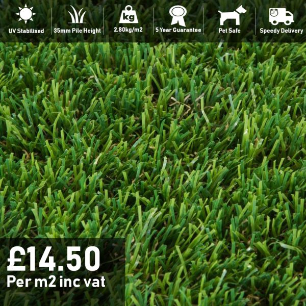 magestic artificial grass 35mm pile height